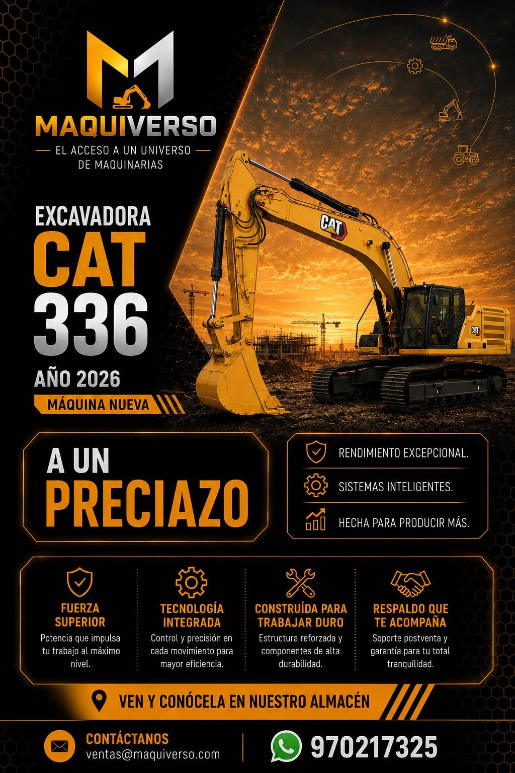 Excavadora Caterpillar 336 año 2026 — máquina nueva a un preciazo